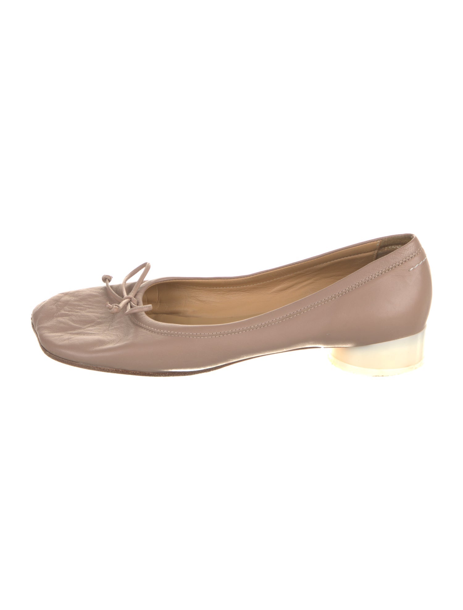MM6 Maison Margiela Leather Bow Accents Ballet Flats
