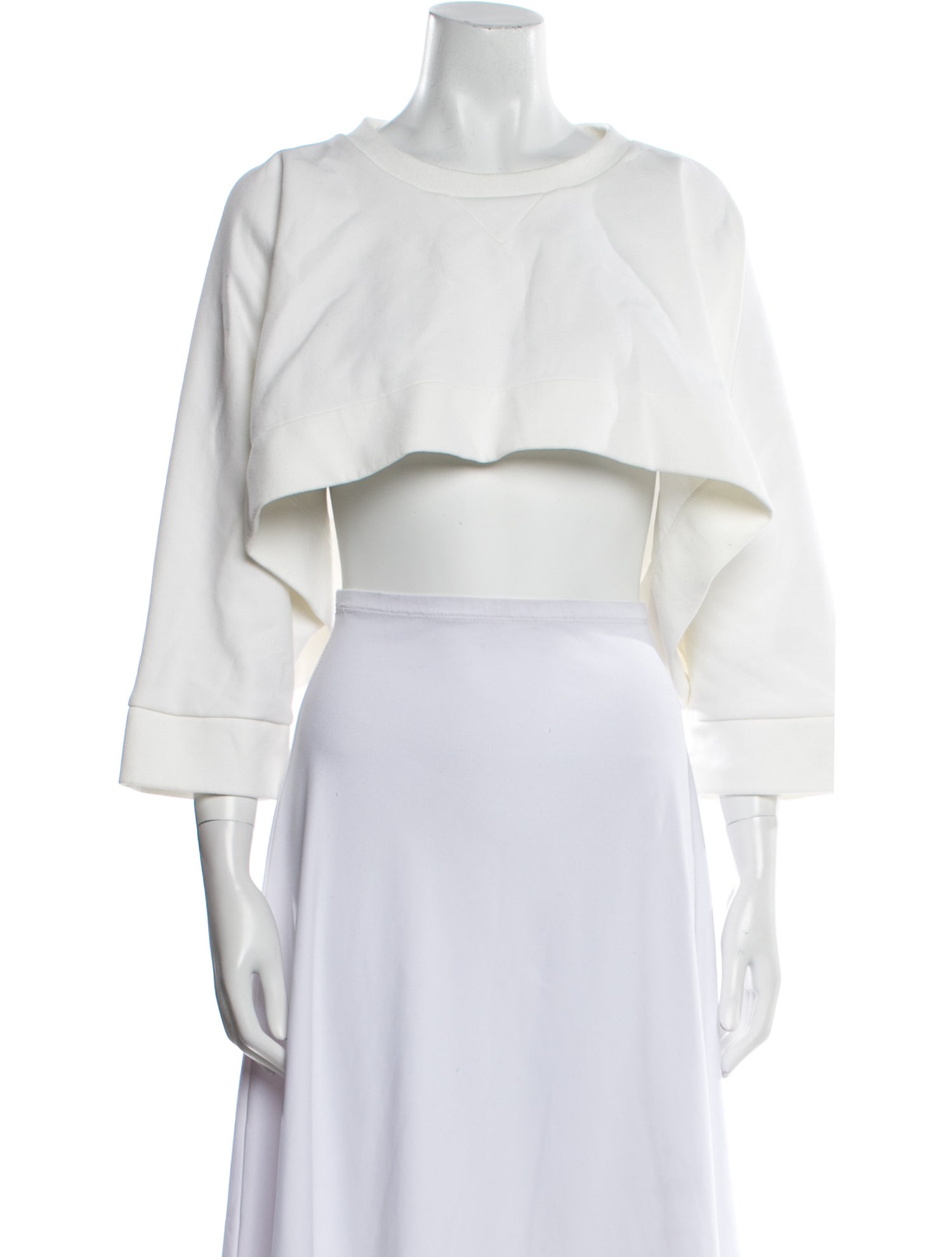 MM6 Maison Margiela Crew Neck Three-Quarter Sleeve Crop Top