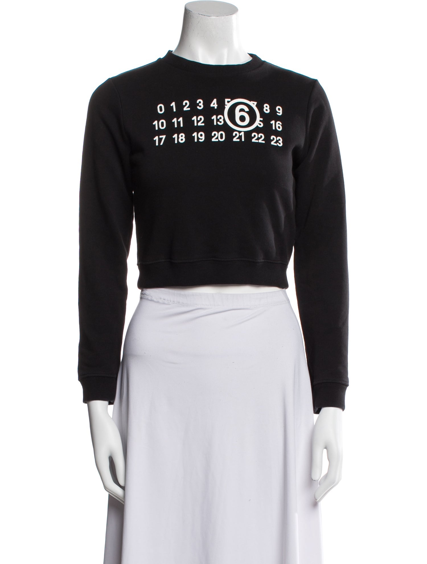 MM6 Maison Margiela Graphic Print Crew Neck Crop Top
