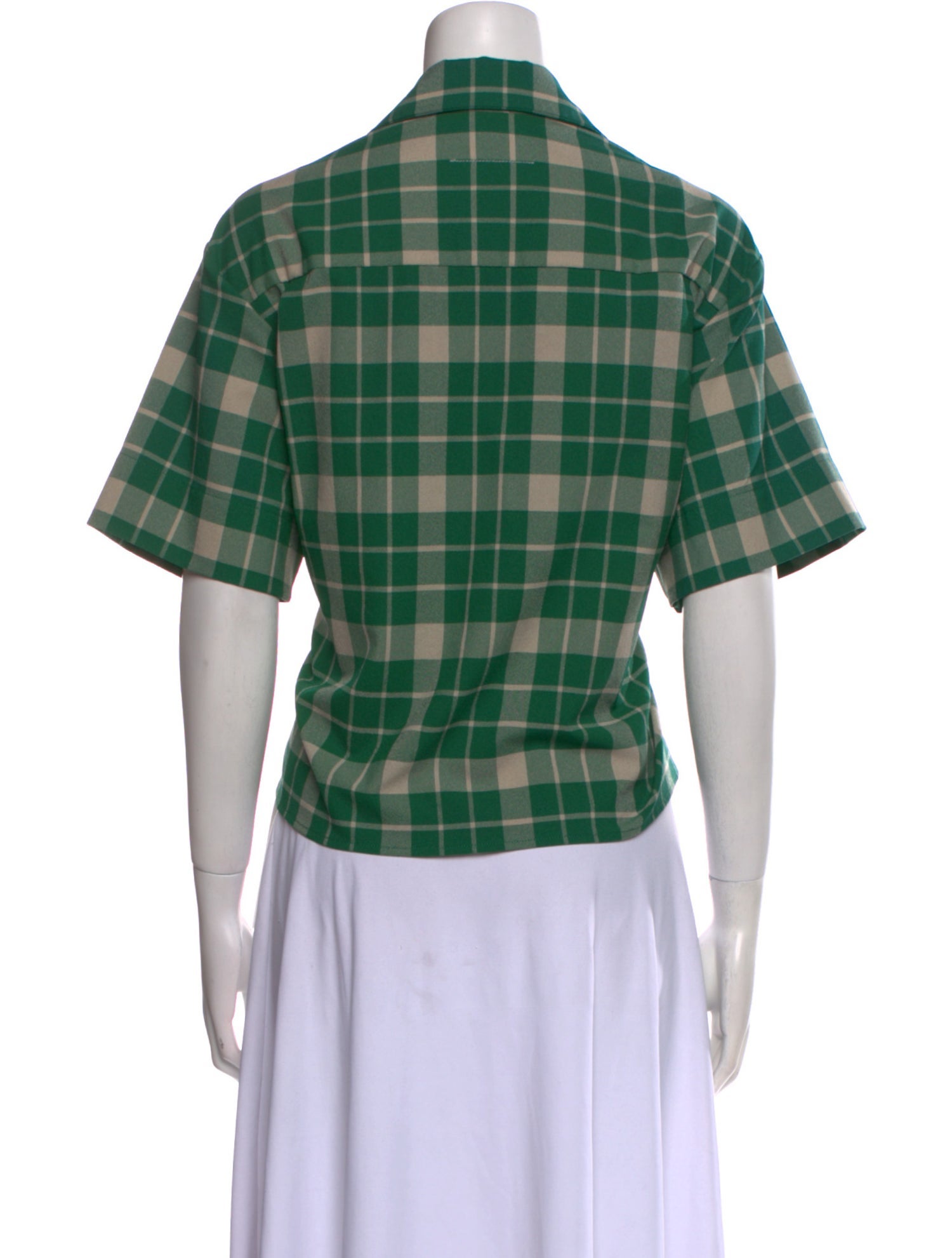 MM6 Maison Margiela Plaid Print Short Sleeve Button-Up Top