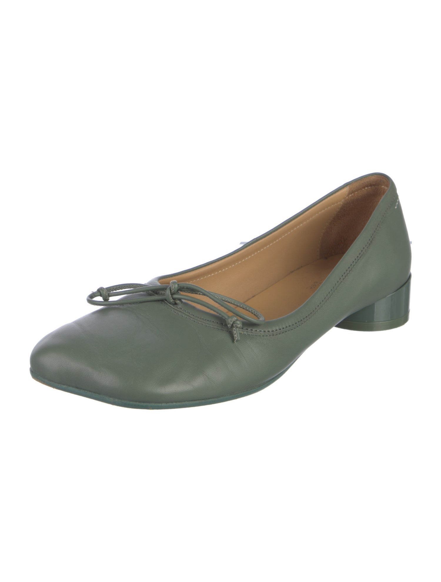 MM6 Maison Margiela Leather Bow Accents Ballet Flats