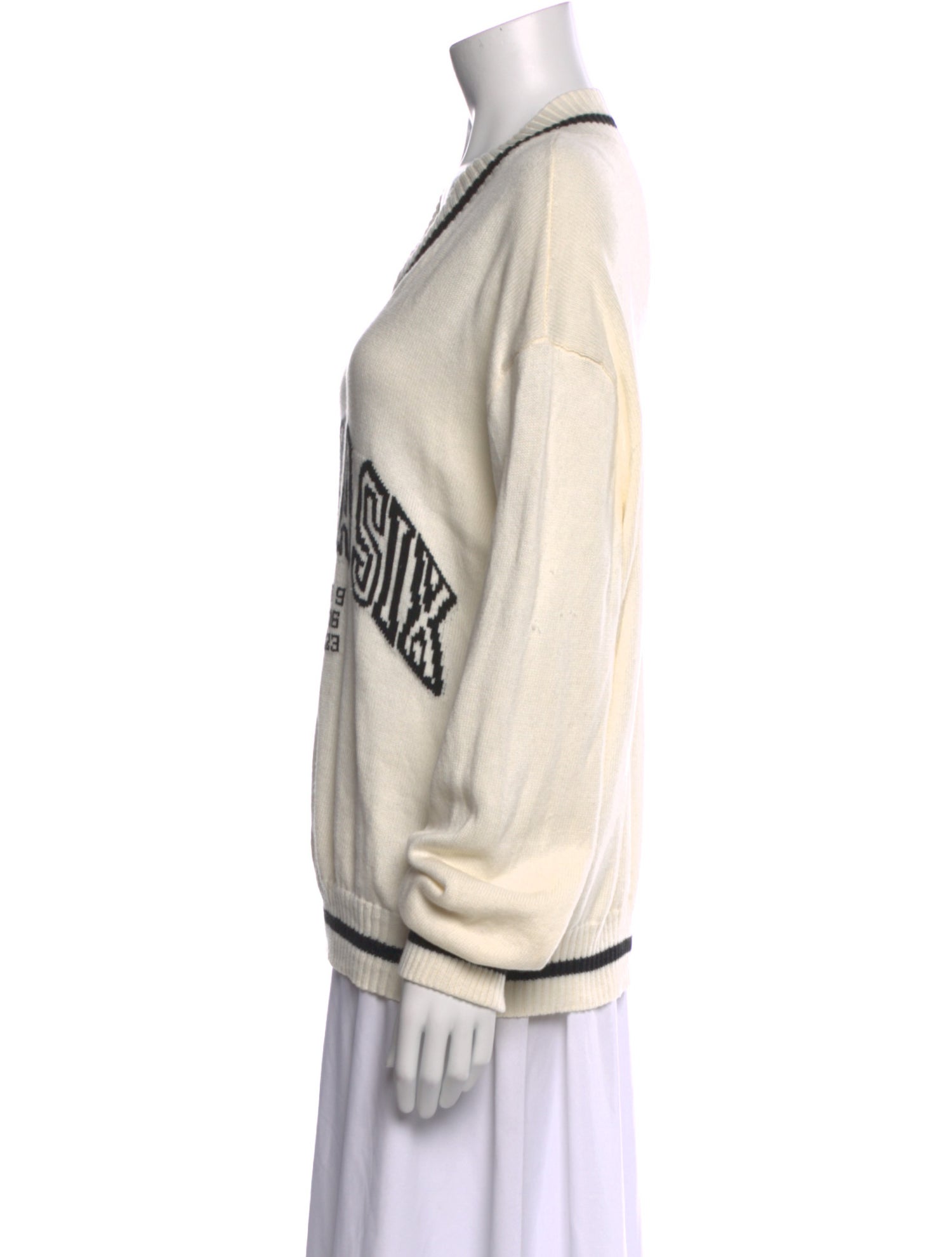 MM6 Maison Margiela Graphic Print V-Neck Sweater