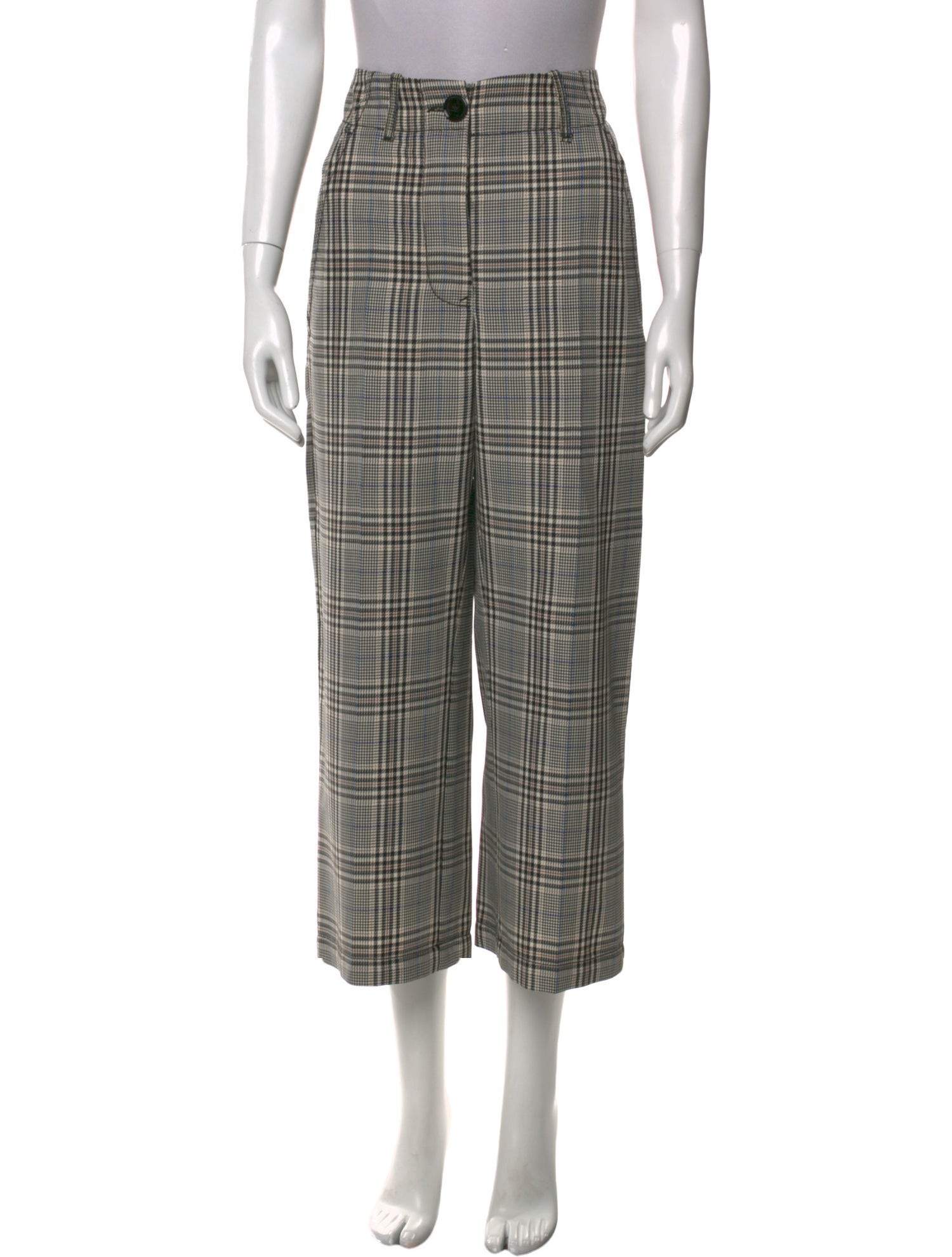 MM6 Maison Margiela Plaid Print Wide Leg Pants