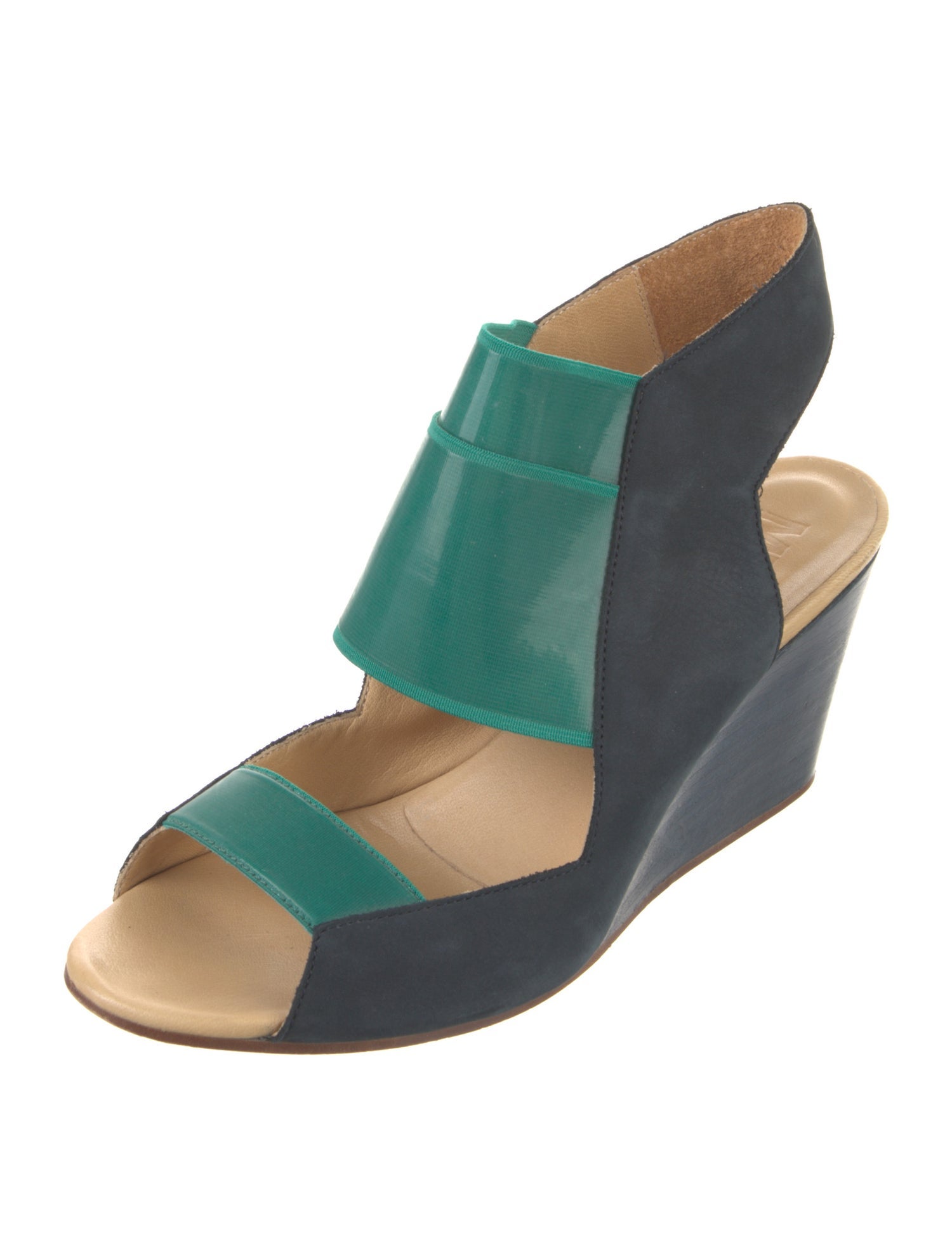 MM6 Maison Margiela Suede Colorblock Pattern Slingback Sandals
