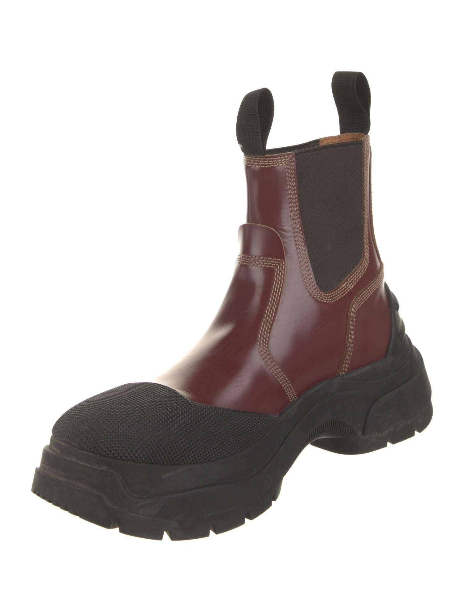 MM6 Maison Margiela Leather Colorblock Pattern Chelsea Boots