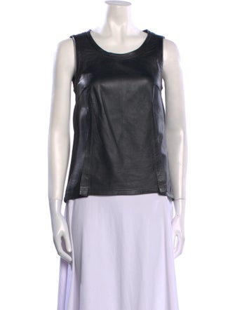 MM6 Maison Margiela Lamb Leather Scoop Neck Top