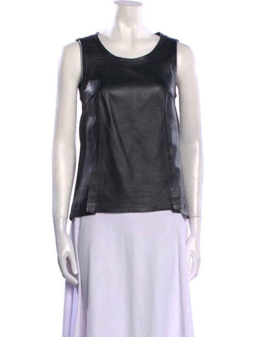 MM6 Maison Margiela Lamb Leather Scoop Neck Top