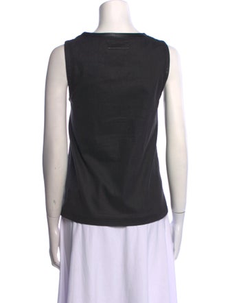 MM6 Maison Margiela Lamb Leather Scoop Neck Top