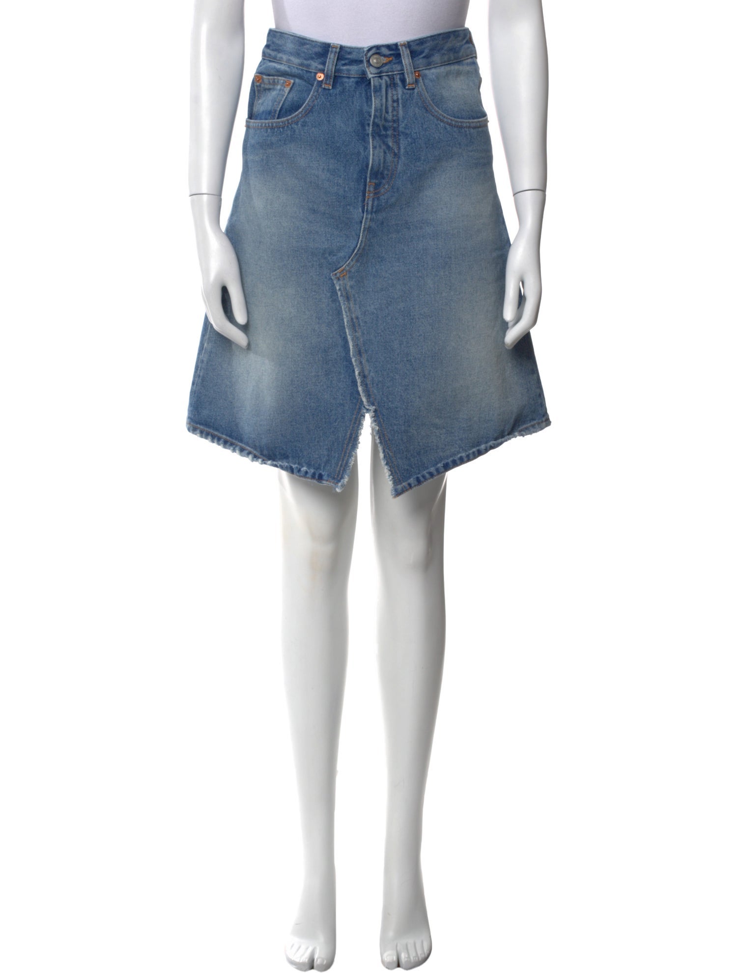 MM6 Maison Margiela Raw-Edge Trim Knee-Length Skirt