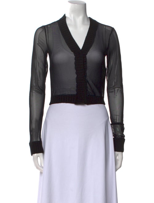 MM6 Maison Margiela V-Neck Long Sleeve Crop Top