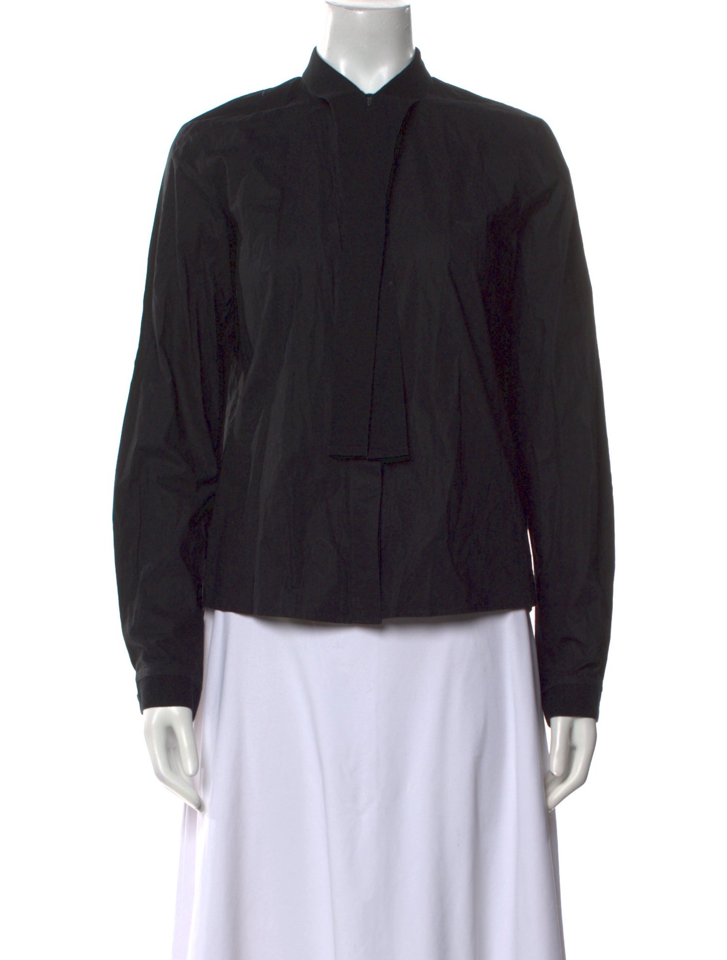 MM6 Maison Margiela Mock Neck Long Sleeve Button-Up Top