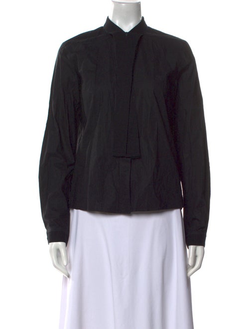 MM6 Maison Margiela Mock Neck Long Sleeve Button-Up Top