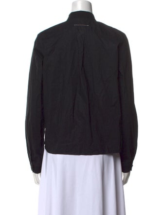 MM6 Maison Margiela Mock Neck Long Sleeve Button-Up Top