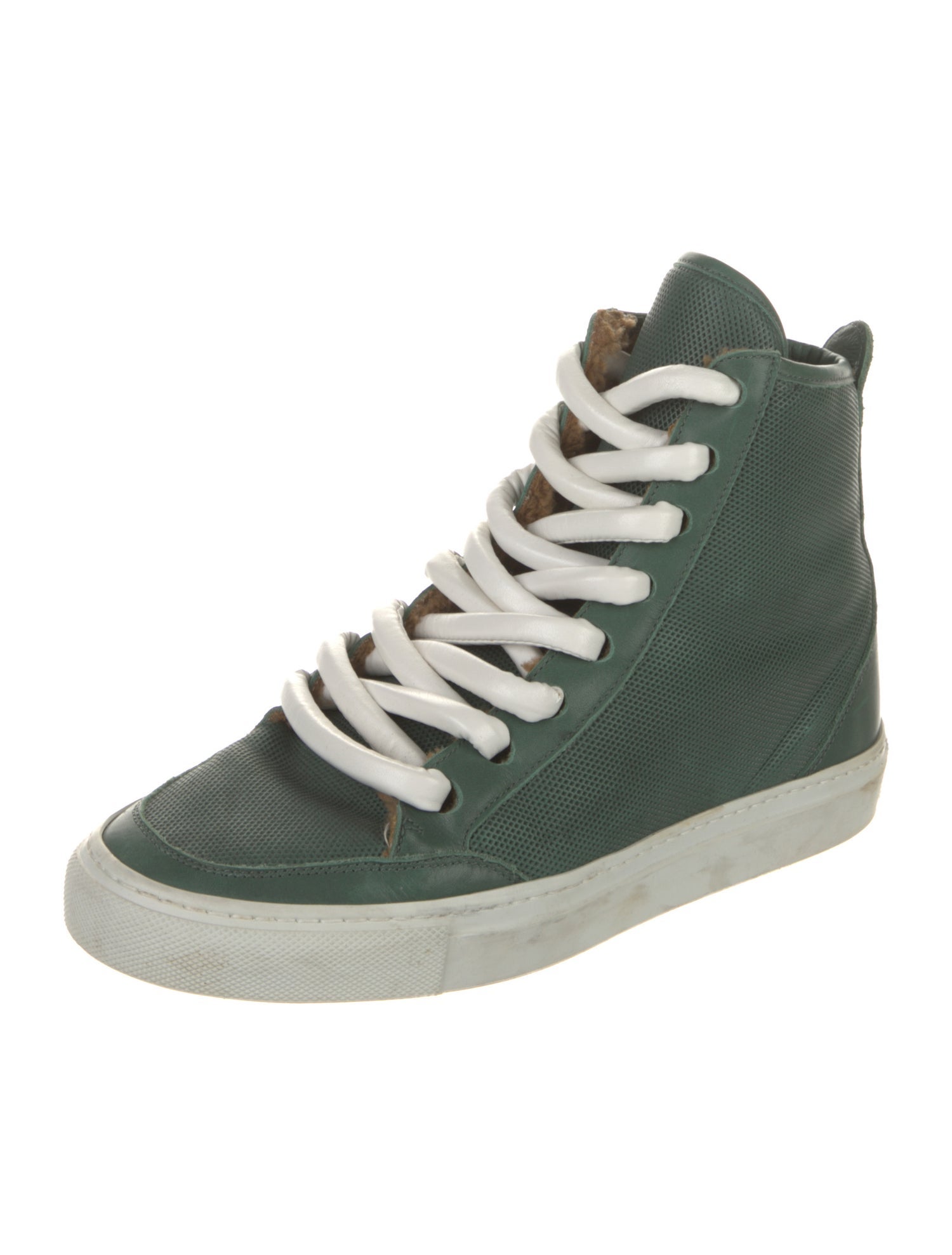 MM6 Maison Margiela Leather Colorblock Pattern Wedge Sneakers