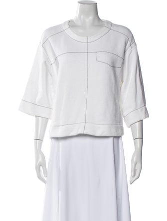 MM6 Maison Margiela Crew Neck Three-Quarter Sleeve Crop Top