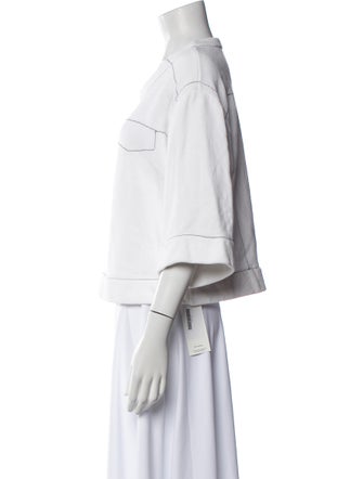 MM6 Maison Margiela Crew Neck Three-Quarter Sleeve Crop Top