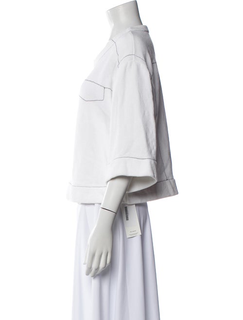 MM6 Maison Margiela Crew Neck Three-Quarter Sleeve Crop Top