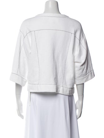 MM6 Maison Margiela Crew Neck Three-Quarter Sleeve Crop Top