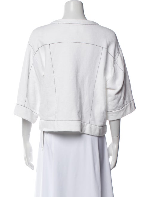 MM6 Maison Margiela Crew Neck Three-Quarter Sleeve Crop Top