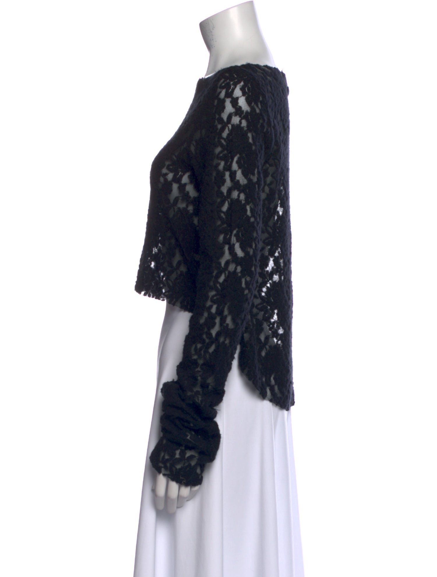 MM6 Maison Margiela Lace Pattern Off-The-Shoulder Crop Top