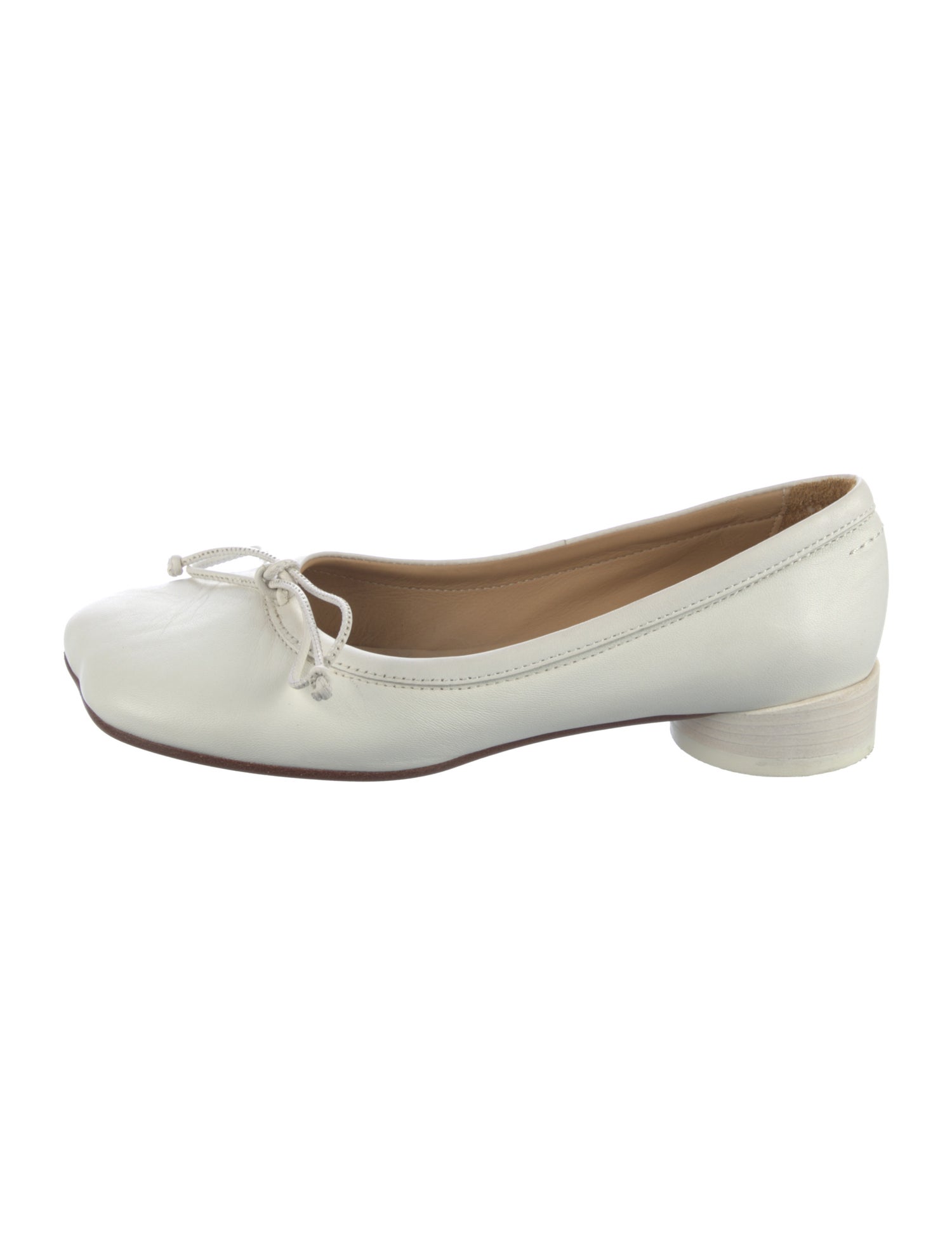 MM6 Maison Margiela Leather Bow Accents Ballet Flats