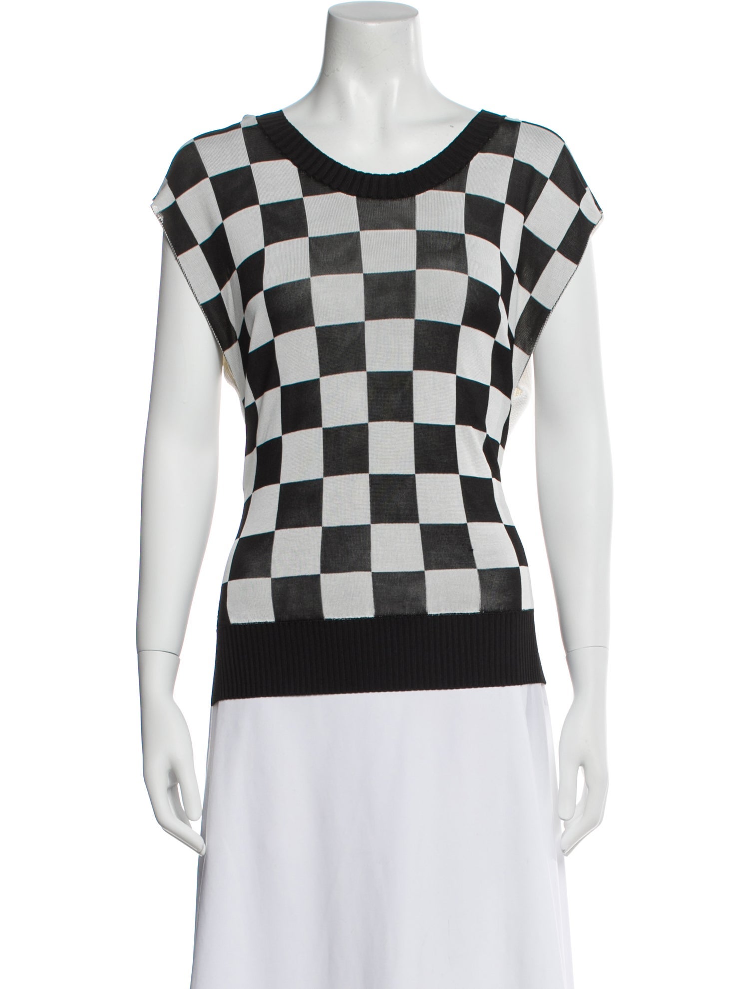 MM6 Maison Margiela Plaid Print Scoop Neck Sweater w/ Tags