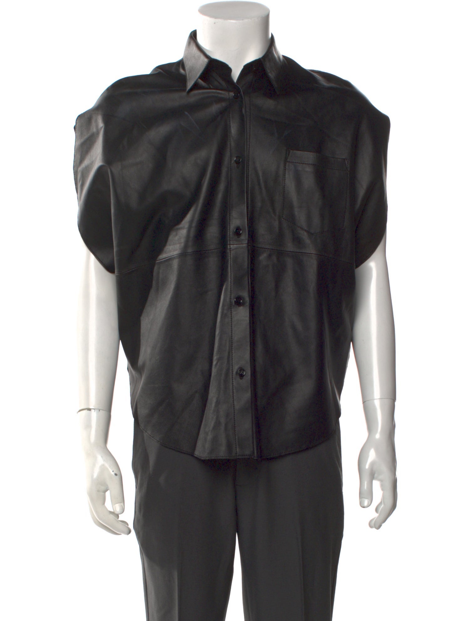 MM6 Maison Margiela Leather Short Sleeve Shirt