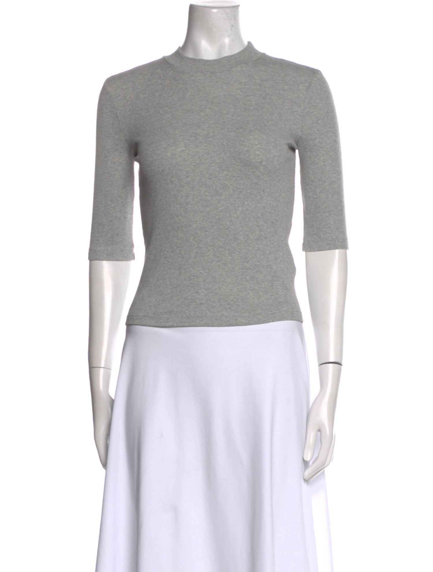 MM6 Maison Margiela Mock Neck Three-Quarter Sleeve Crop Top