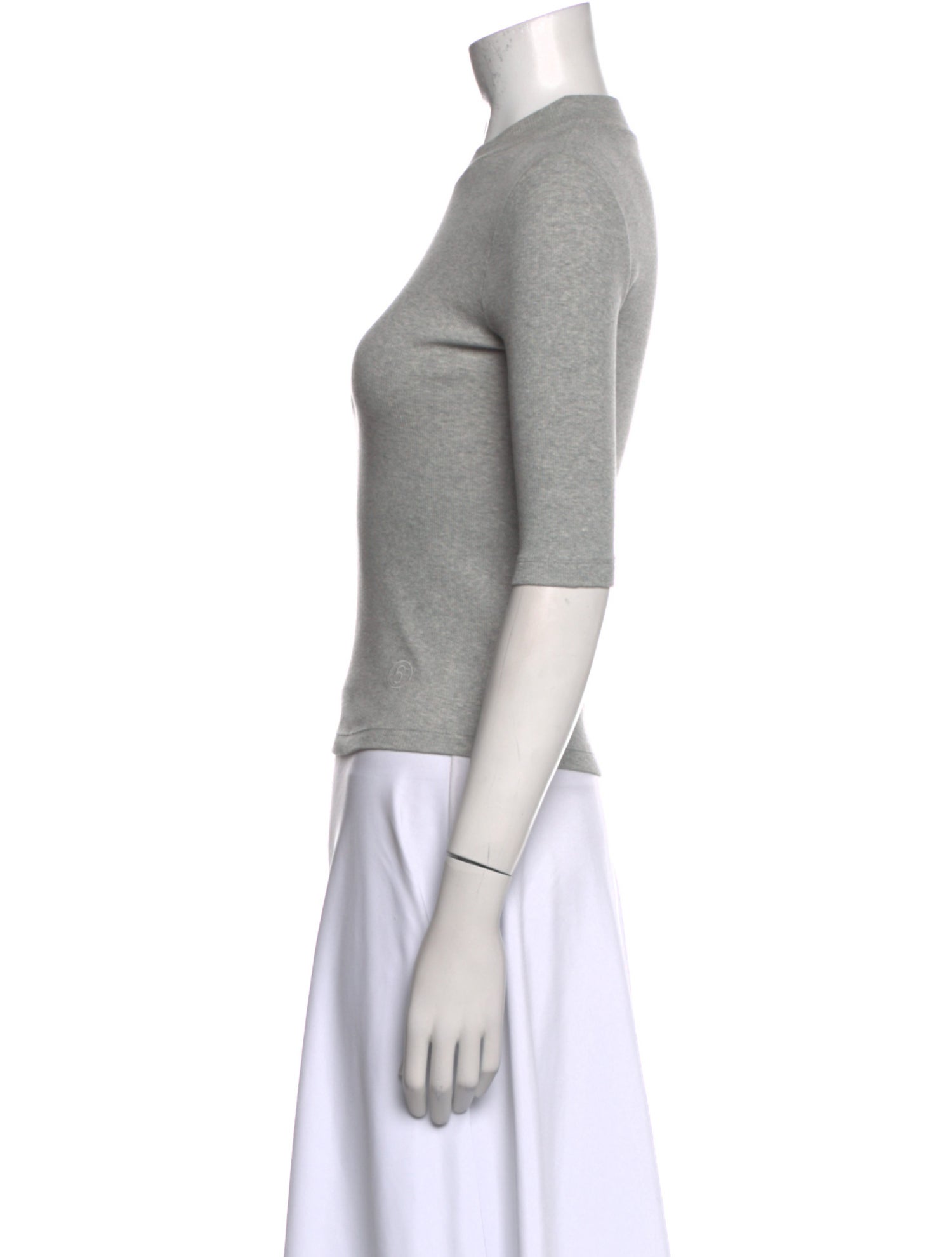 MM6 Maison Margiela Mock Neck Three-Quarter Sleeve Crop Top