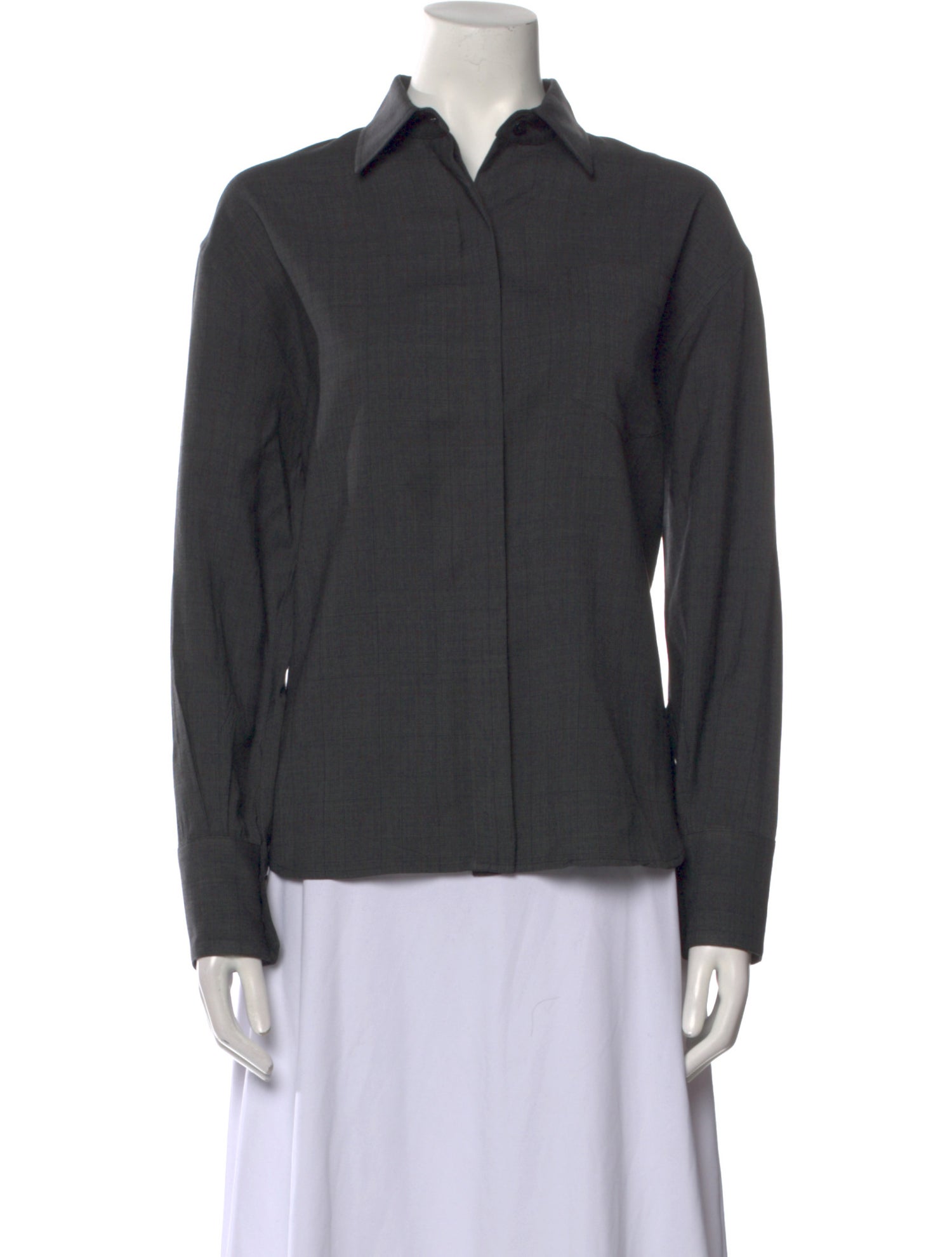 Maria McManus Wool Long Sleeve Button-Up Top