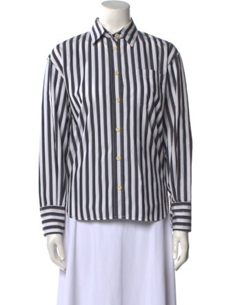 Maria McManus Striped Long Sleeve Button-Up Top