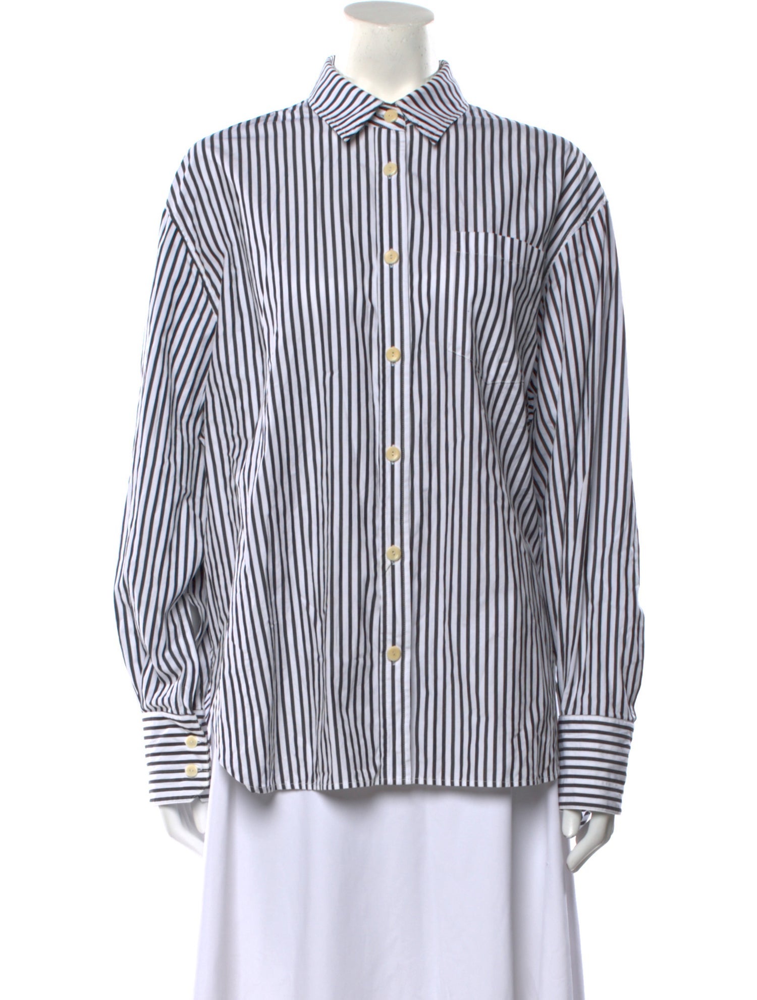 Maria McManus Striped Long Sleeve Button-Up Top