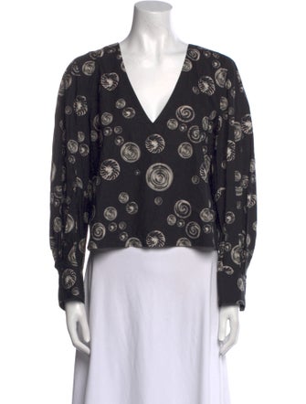 Maria McManus Printed V-Neck Blouse