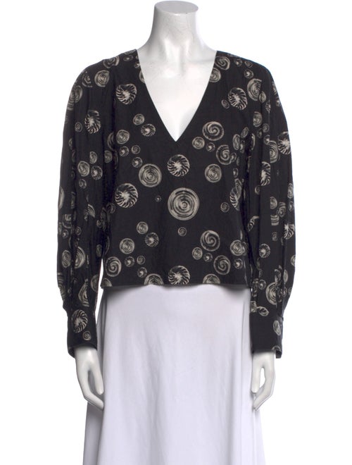 Maria McManus Printed V-Neck Blouse