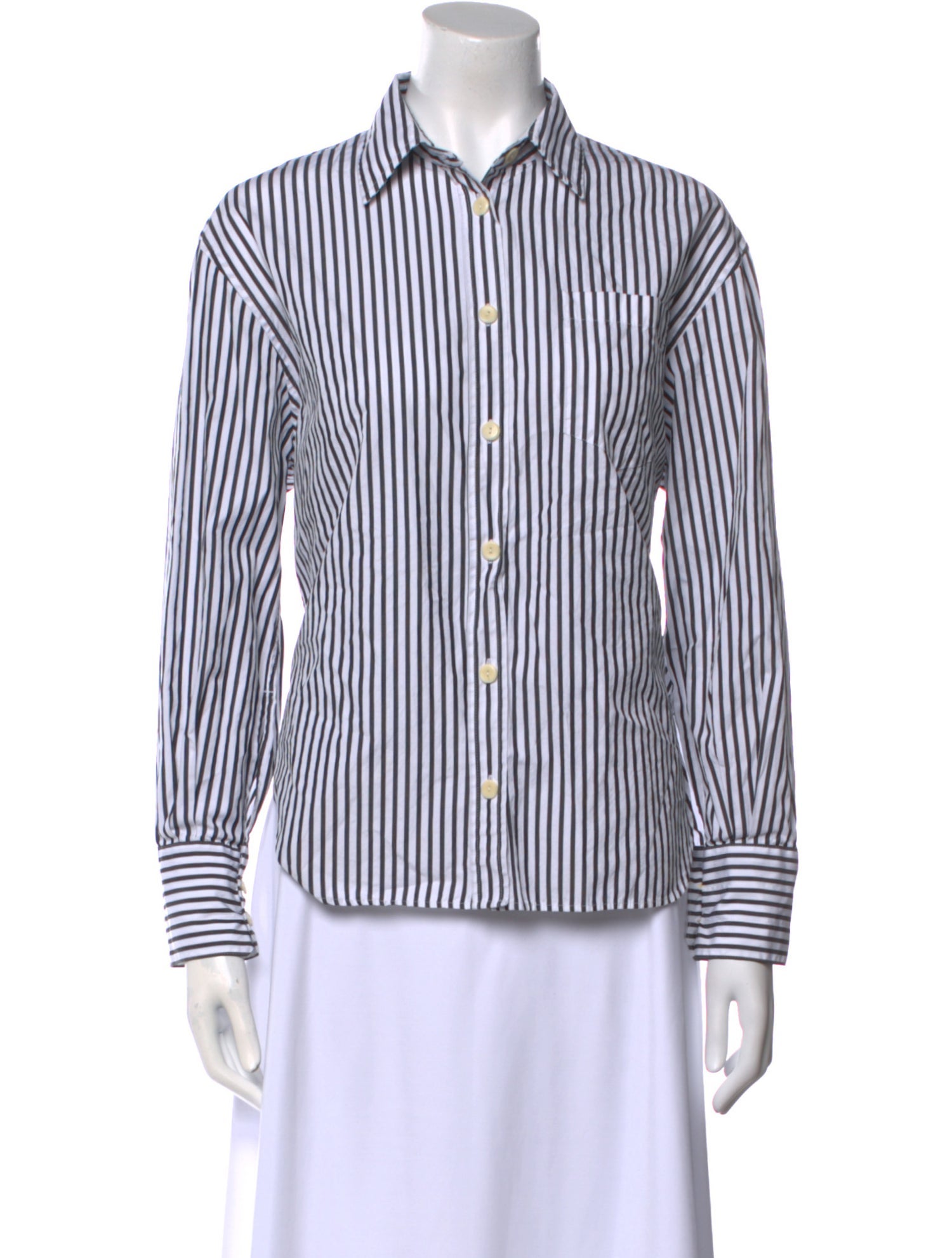 Maria McManus Striped Long Sleeve Button-Up Top