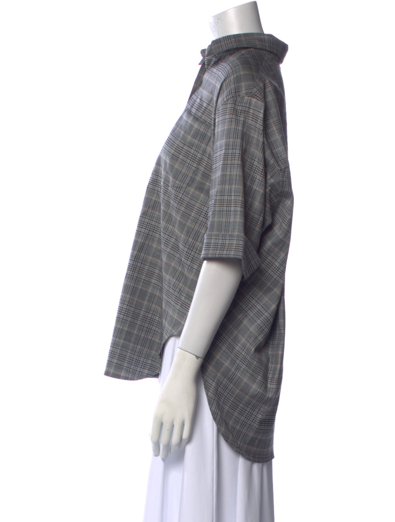 Maria McManus Wool Plaid Print Button-Up Top