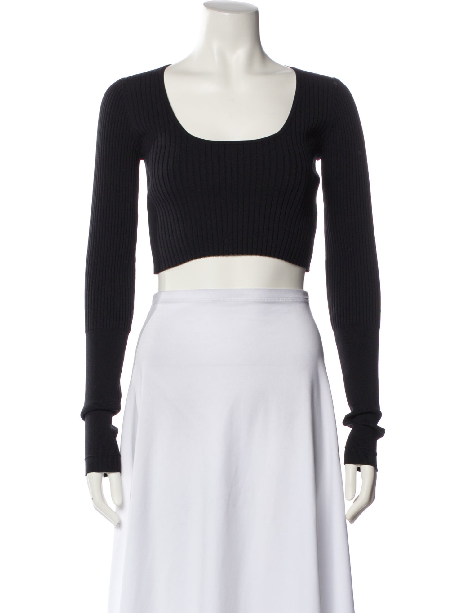 Maria McManus Scoop Neck Long Sleeve Crop Top