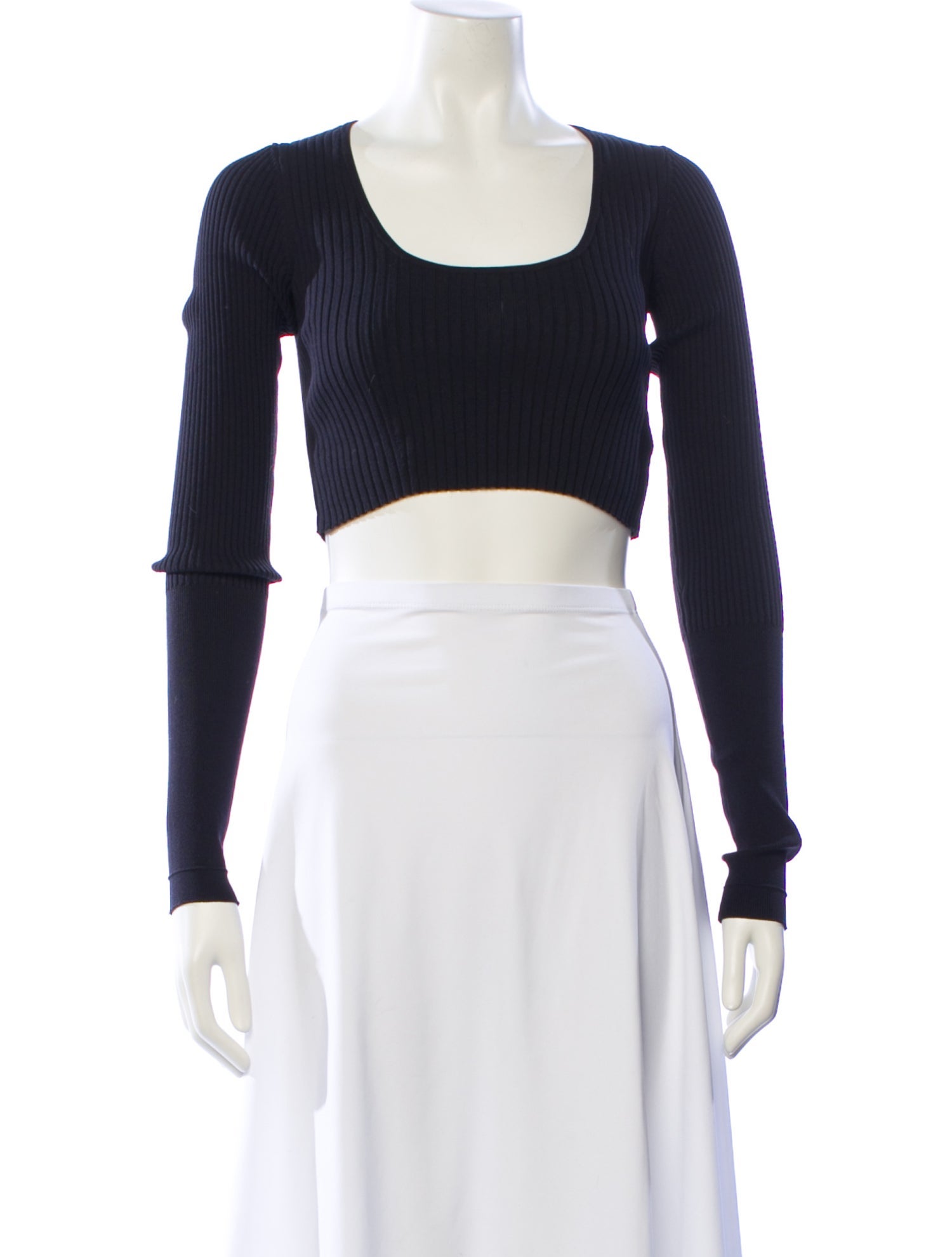 Maria McManus Scoop Neck Long Sleeve Crop Top