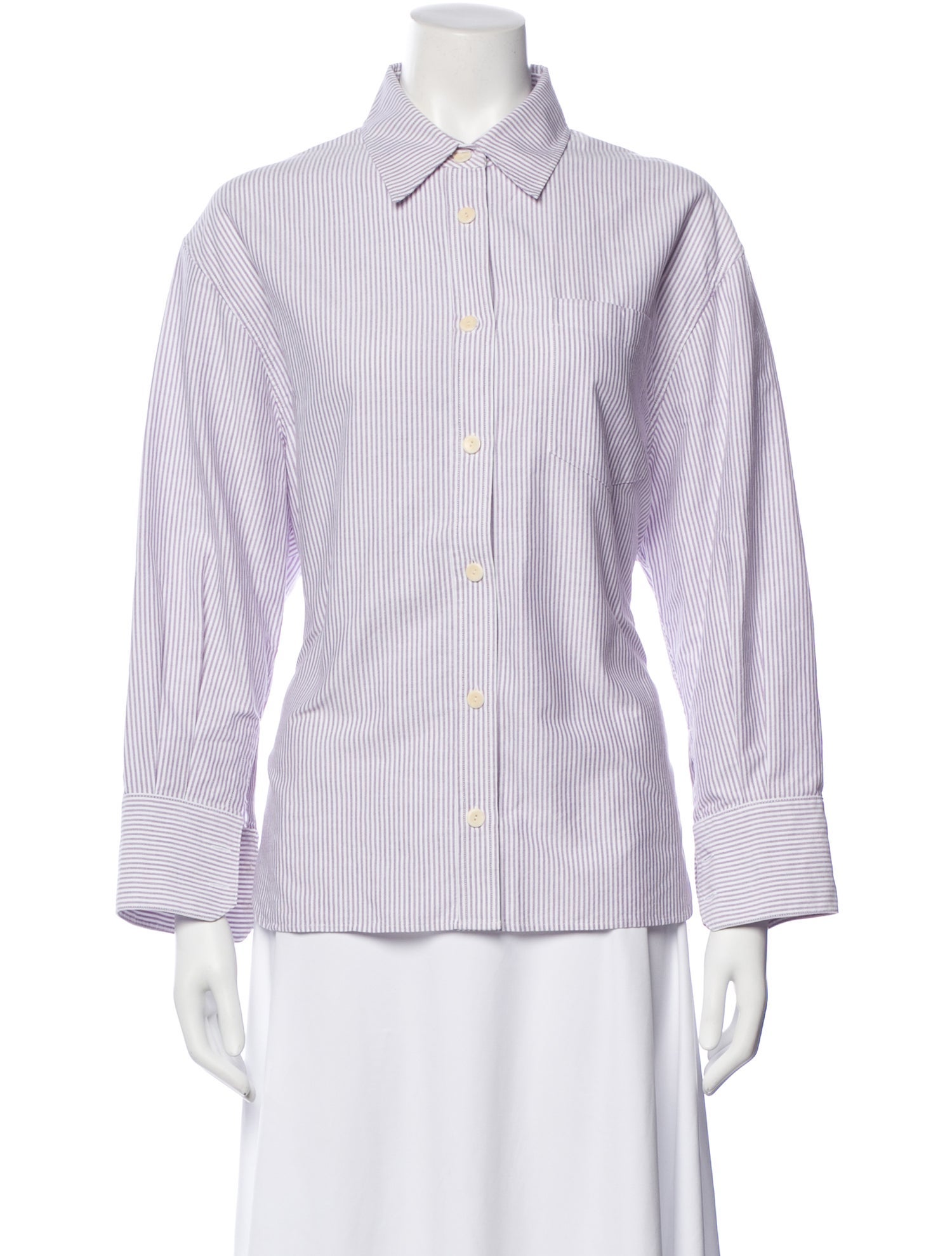 Maria McManus Striped Long Sleeve Button-Up Top