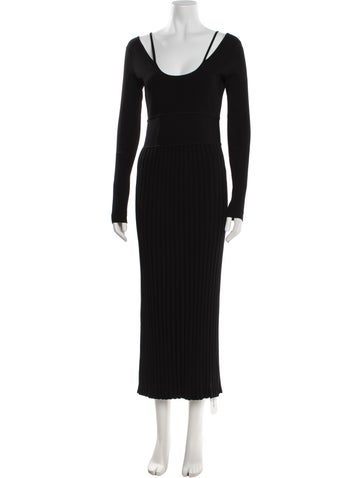 Pre-owned Maria Mcmanus Scoop Neck Long Dress In Black