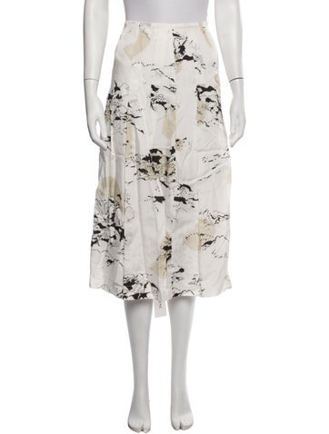 Pre-owned Maria Mcmanus Patterned Midi Length Skirt W/ Tags In White