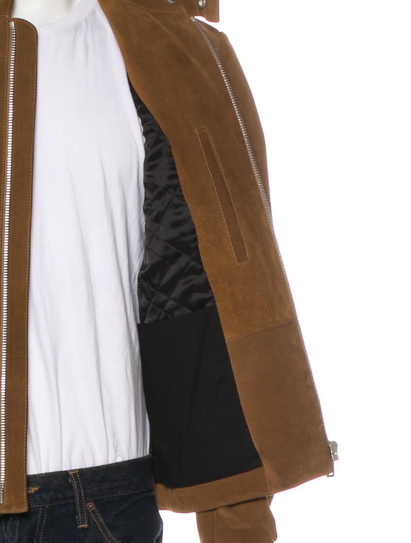 Maison Martin Margiela 5-Zip Collarless Suede Biker Jacket - Brown
