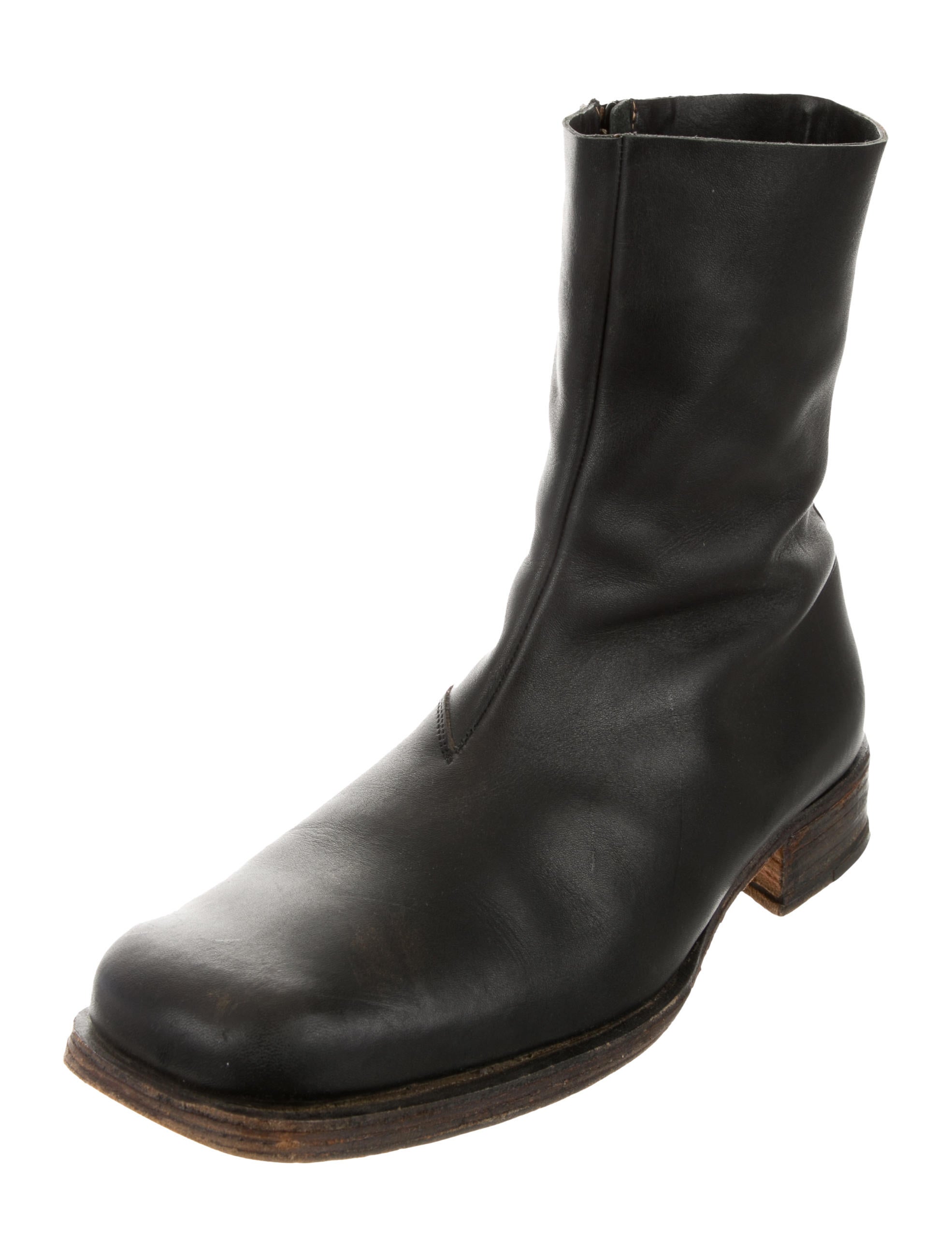 Maison Martin Margiela 2003 Square-Toe Leather Ankle Boots - Black