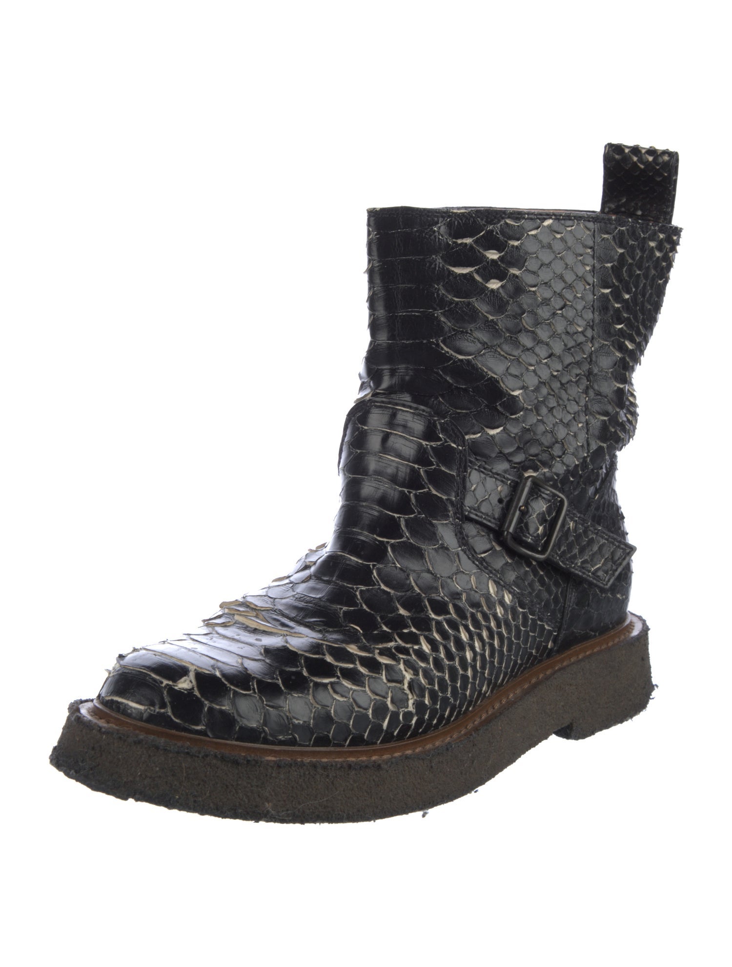 Maison Martin Margiela Python Animal Print Moto Boots