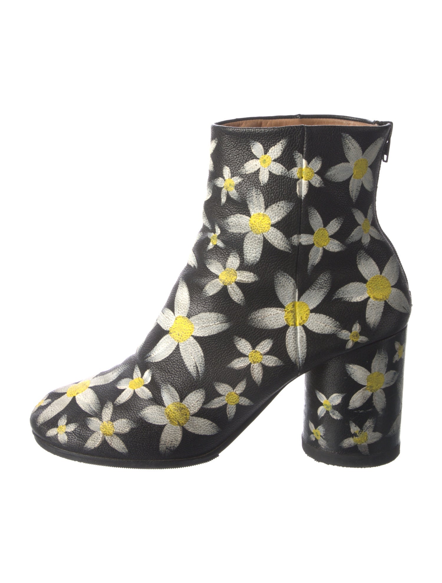 Maison Martin Margiela Leather Floral Print Boots
