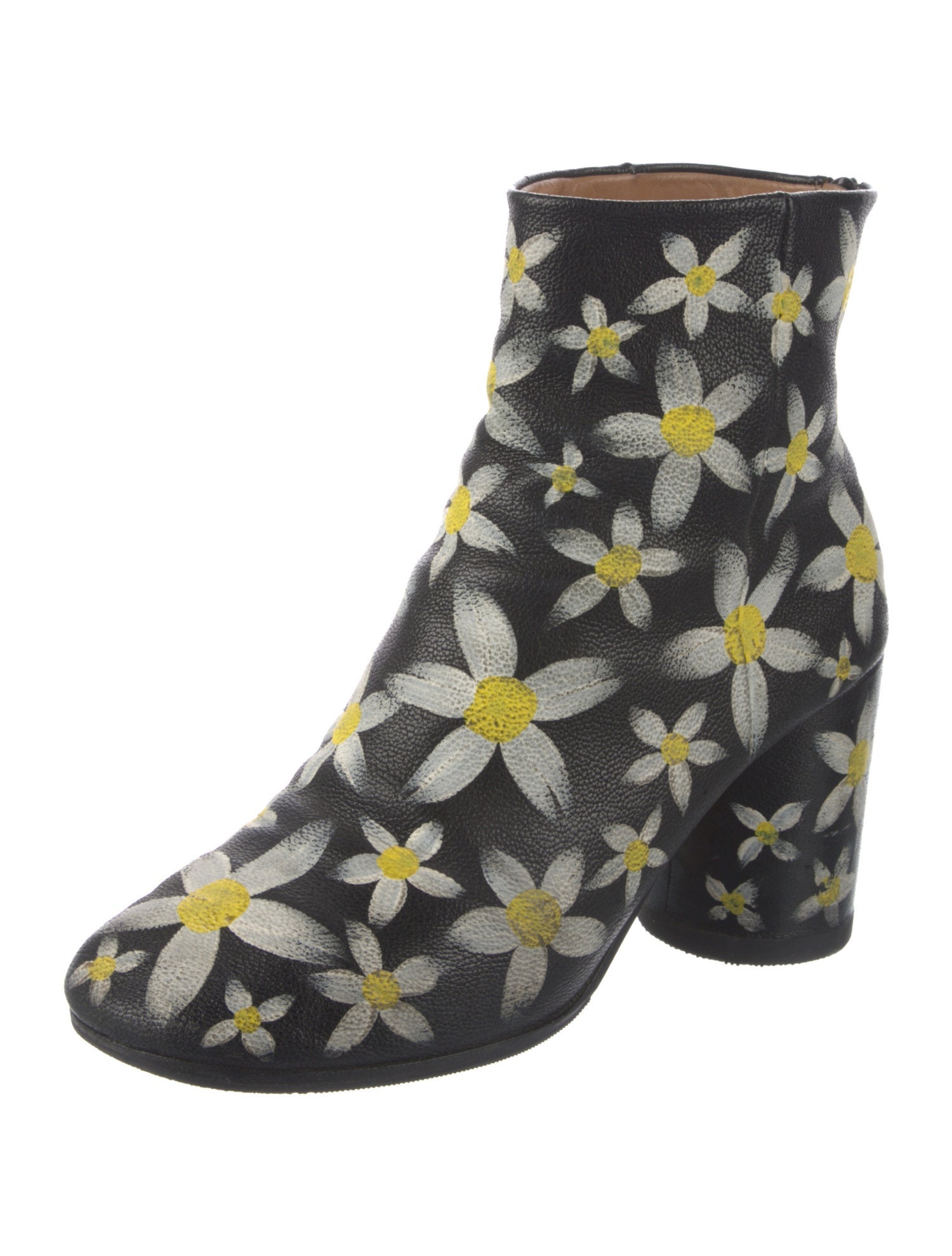 Maison Martin Margiela Leather Floral Print Boots