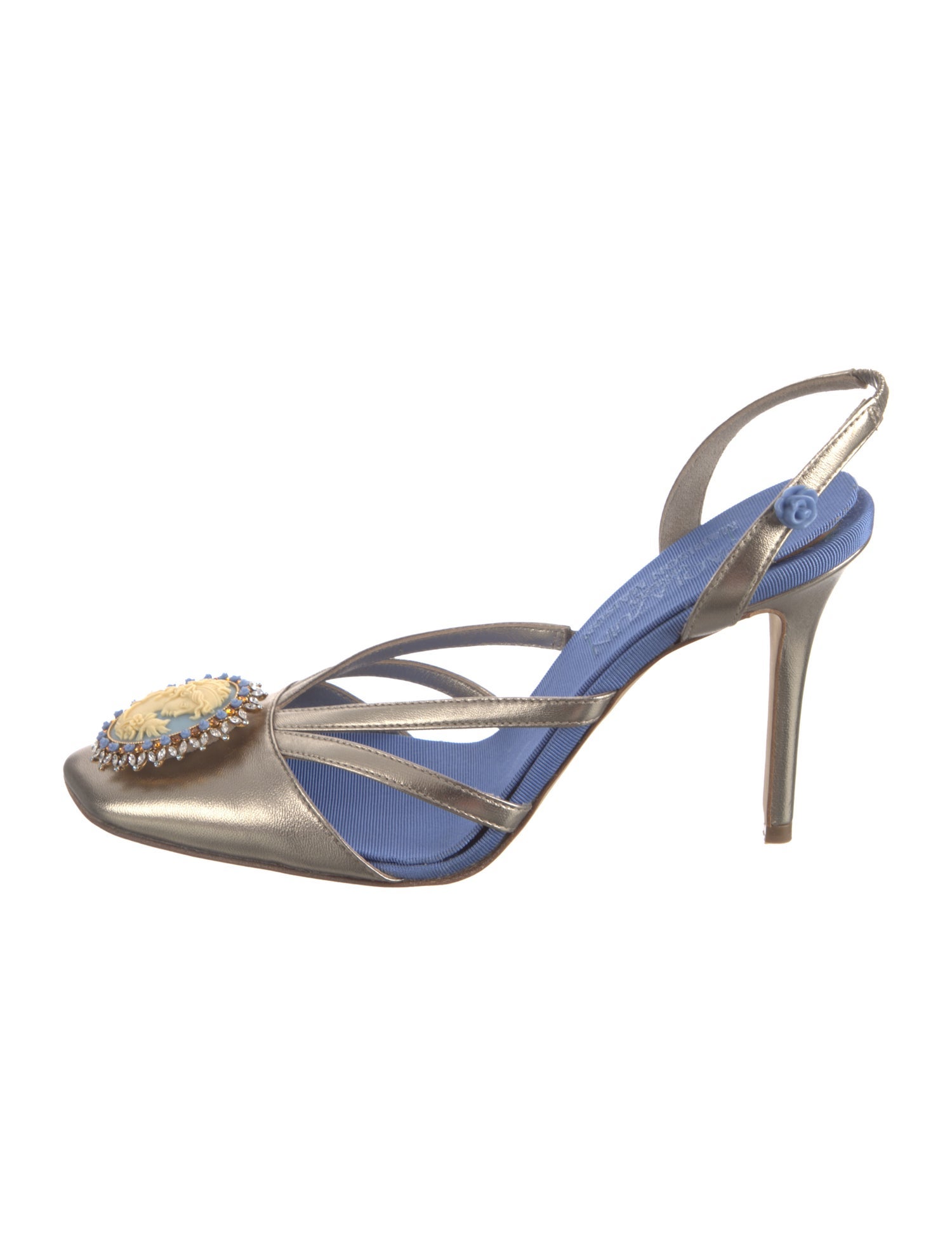 Madison Maison Leather Crystal Embellishments Slingback Pumps w/ Tags