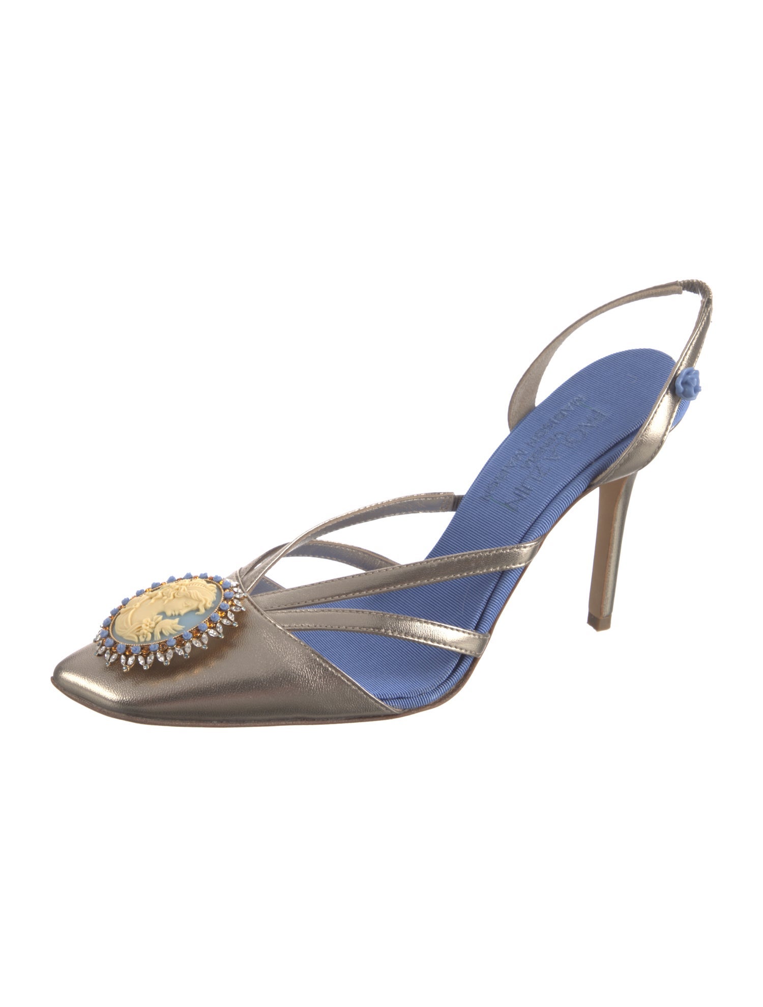 Madison Maison Leather Crystal Embellishments Slingback Pumps w/ Tags