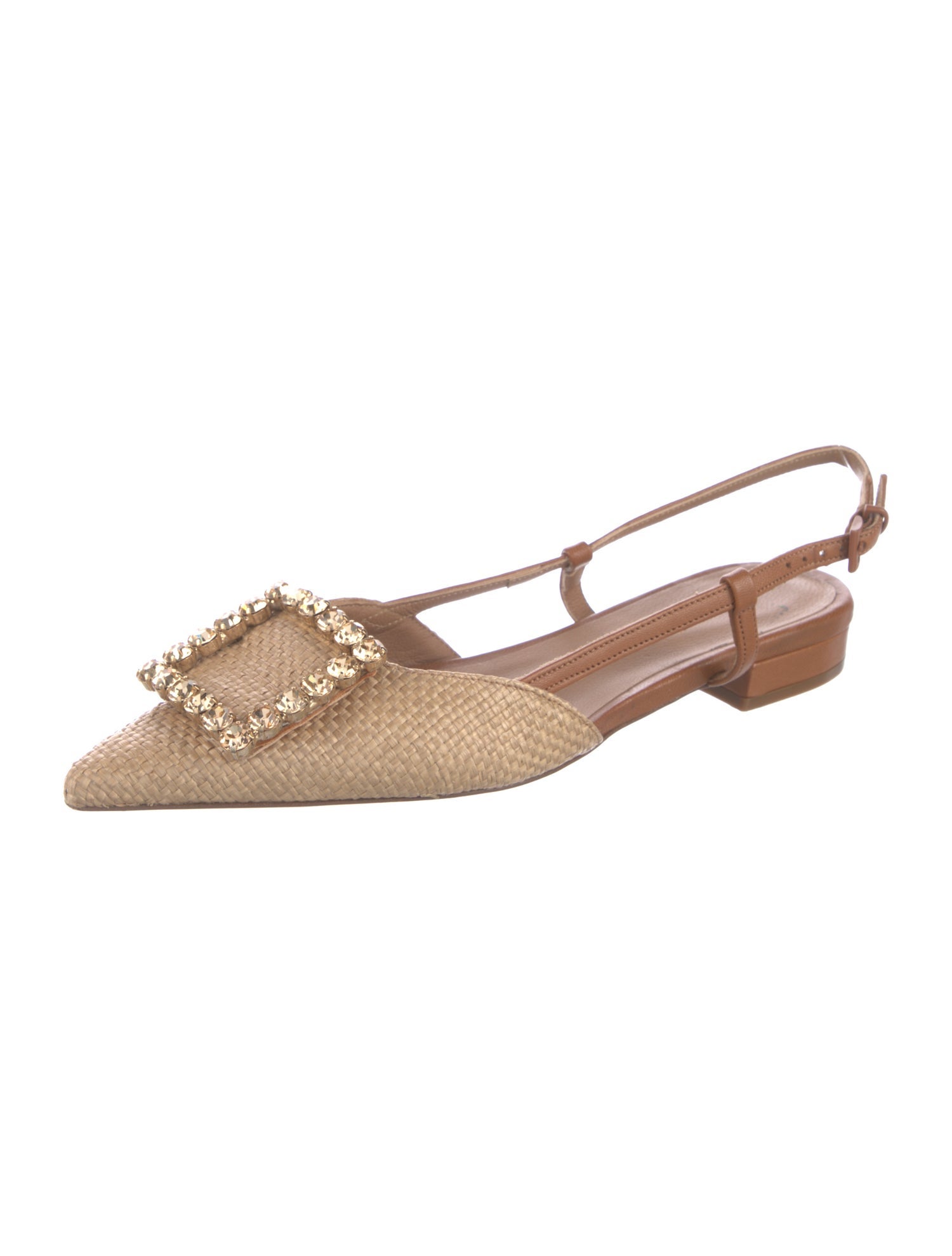 Madison Maison Raffia Crystal Embellishments Slingback Flats