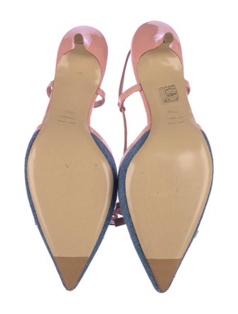 Madison Maison Denim Colorblock Pattern Slingback Pumps